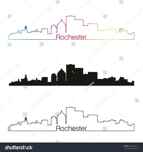 Rochester Skyline Linear Style Rainbow Editable Stock Vector (Royalty ...