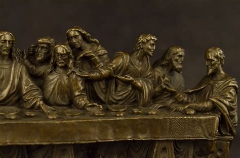 Bronze Famous Religious The Last Supper Sculpture on Marble Base Figurine