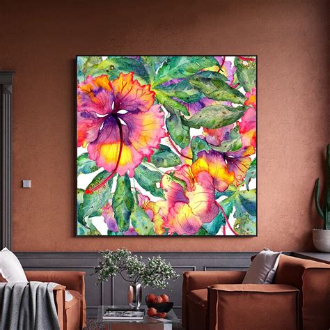 Abstract Floral Watercolor Wall Art Colorful Nordic Style Fine Art ...