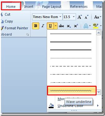 How To Change Underline Style In Word 2010