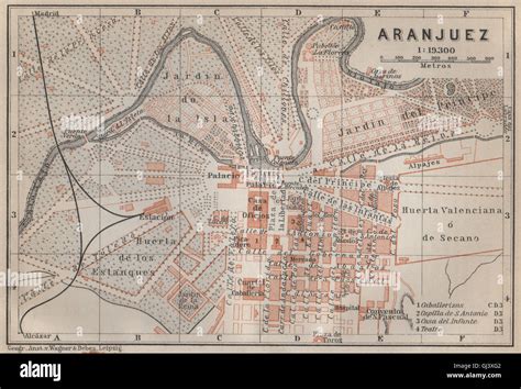 ARANJUEZ antique town city ciudad plan. Spain España mapa. BAEDEKER ...