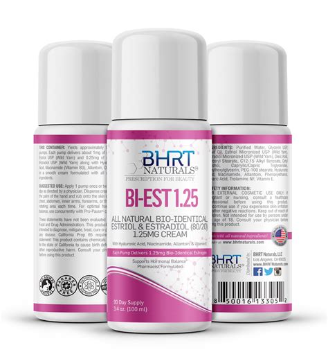 Bi-Estrogen Estriol & Estradiol (80/20) 1.25mg Cream Bio-Identical ...