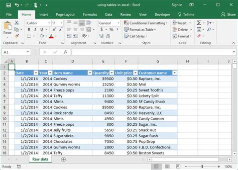 Using Tables in Excel | Deskbright