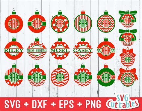 Christmas Ornament Monogram frames svg cut file | svgcuttablefiles