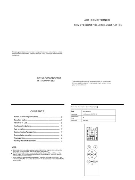 Remote Control Manual PDF | PDF | Air Conditioning | Remote Control