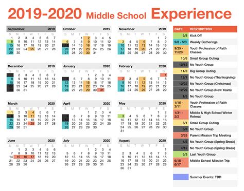 middle school calendar — FOUNDRYCHURCH