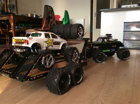 Custom Traxxas summit w my newly designed trailer and customs e Maxx on ...