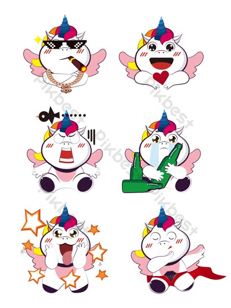 Drawing Cute Unicorn Stickers PNG Images | AI Free Download - Pikbest