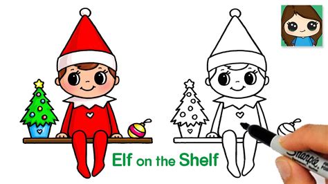 How to Draw the ELF on the SHELF Easy Cute Christmas Art