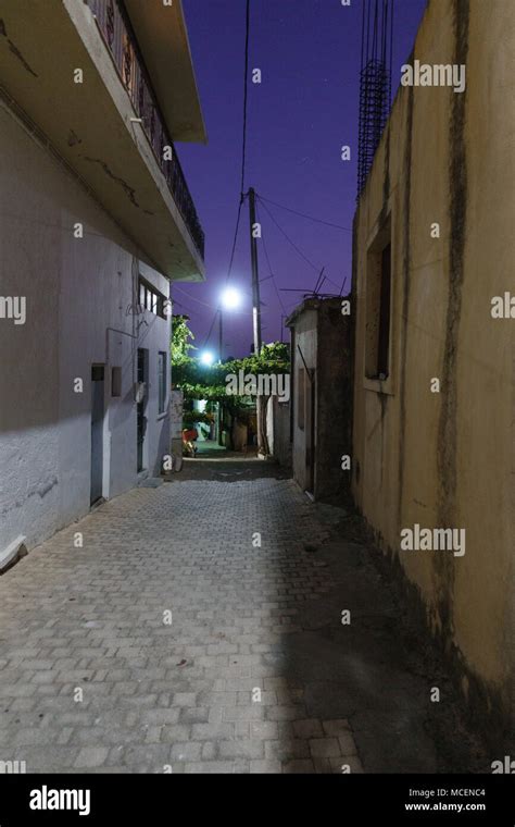 Night view of old city street Stock Photo - Alamy