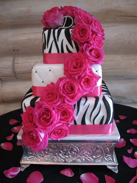 Decadent Designs: Leandra's Black/Pink Zebra Wedding Cake