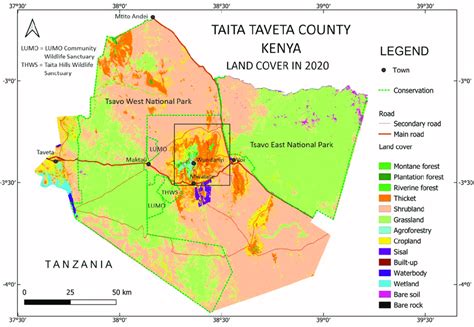 Land cover map of Taita Taveta County for the year 2020. Conservation ...