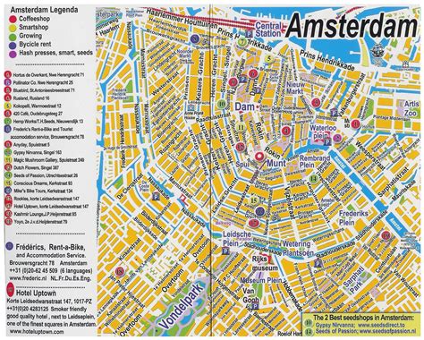 Large detailed tourist map of central part of Amsterdam city | Vidiani ...