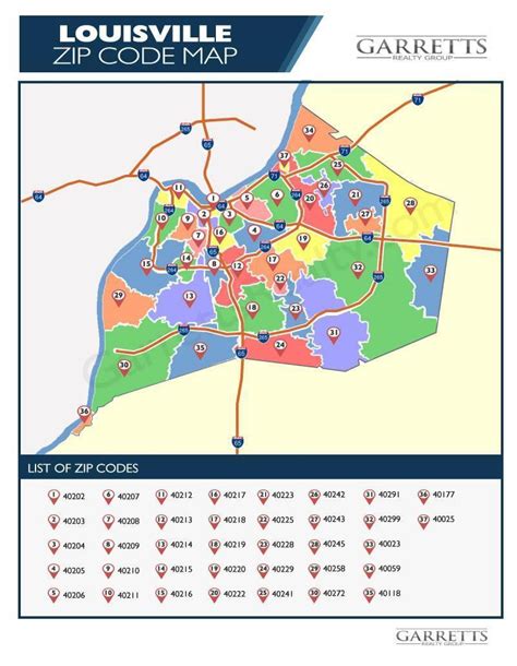 Louisville zip code map - Zip code map Louisville (Kentucky USA)