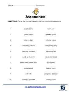 Assonance Worksheets - 15 Worksheets.com