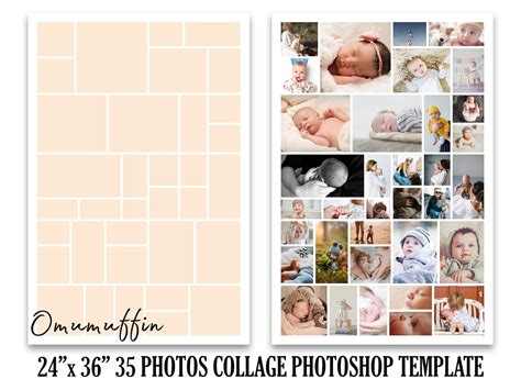 24x36 Poster Collage Template for 35 Photos Photo Collage Template Big ...