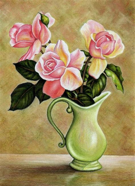 Flower vase drawing, Flower art painting, Flower painting