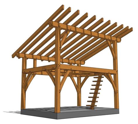 12x16 Tiny Timber Frame Plan with Loft - Timber Frame HQ | Timber frame ...