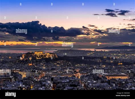 Acropolis and Athens at sunset Stock Photo - Alamy