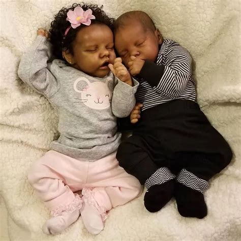 Black Reborn Baby Girl Dolls Twins- 12'' Sleeping Twins Boy and Girl ...