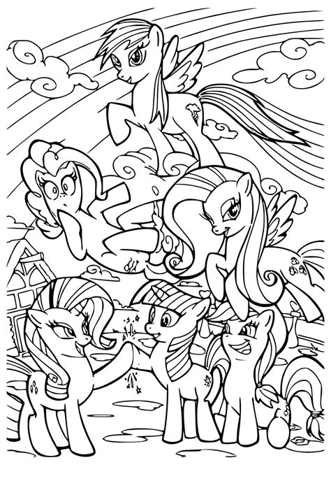 Free Printable My Little Pony Characters Coloring Page for Adults and ...