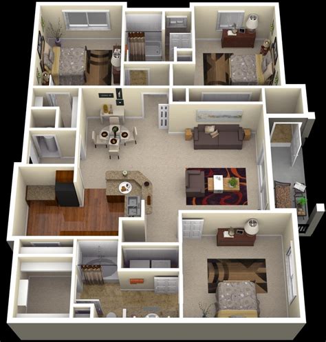 50 Three “3” Bedroom Apartment/House Plans | Architecture & Design