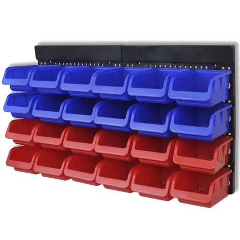 Wall Mounted Plastic Storage Bin Set - 24 Bin | Complete Storage Solution