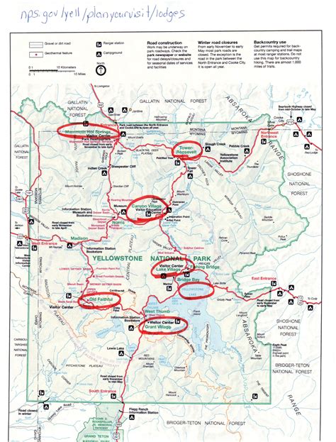 Detailed Map Of Yellowstone National Park - London Top Attractions Map