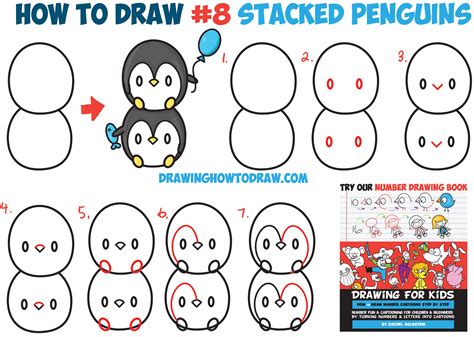 How to Draw Cute Kawaii Penguins Stacked from #8 with Easy Step by Step ...