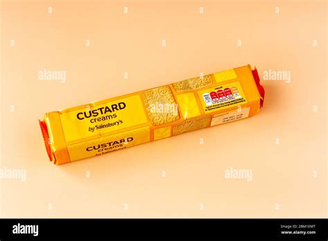 Packet of custard creams biscuits by Sainsbury's Stock Photo - Alamy