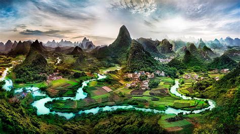 HD wallpaper: china, guangxi, guilin, li river, mountains, limestone ...