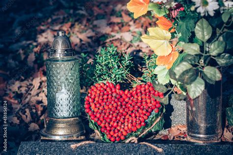 funeral concept, All Saints Day in cemetery Stock Photo | Adobe Stock