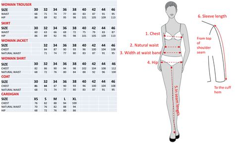 Women's Printable Body Measurement Chart