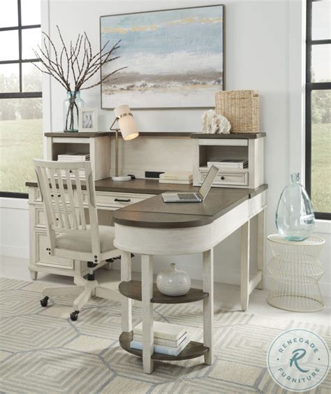 Caraway Aged Ivory L Shaped Desk with Hutch From Aspen Home | Coleman ...