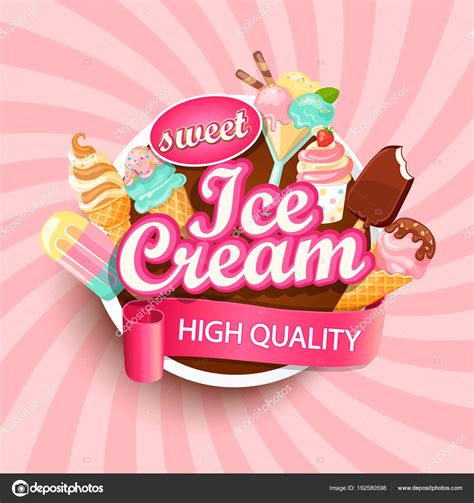 Etiqueta Colorida Del Logotipo Tienda Helados Emblema Estilo Caartoon ...