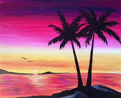 Tropical Sunset Love Birds by Katrina Reid #TeamDaykin - Paint Nite ...