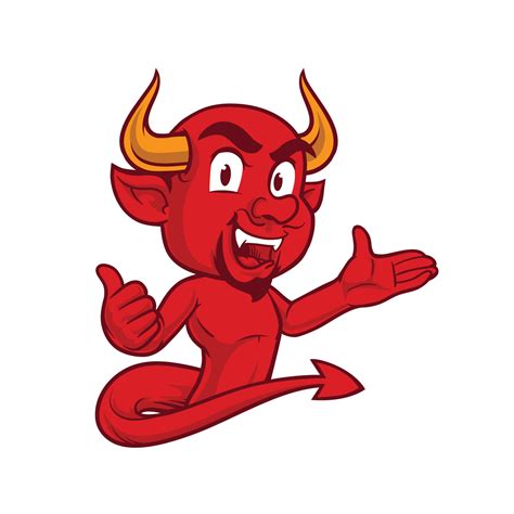 Cartoon devil mascot presenting 4922390 Vector Art at Vecteezy