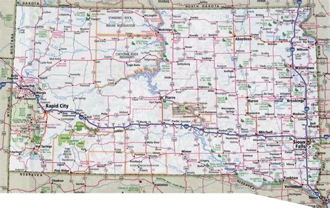 Large detailed roads and highways map of South Dakota state with all ...