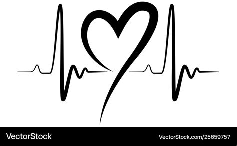 Heartbeat shape black Royalty Free Vector Image