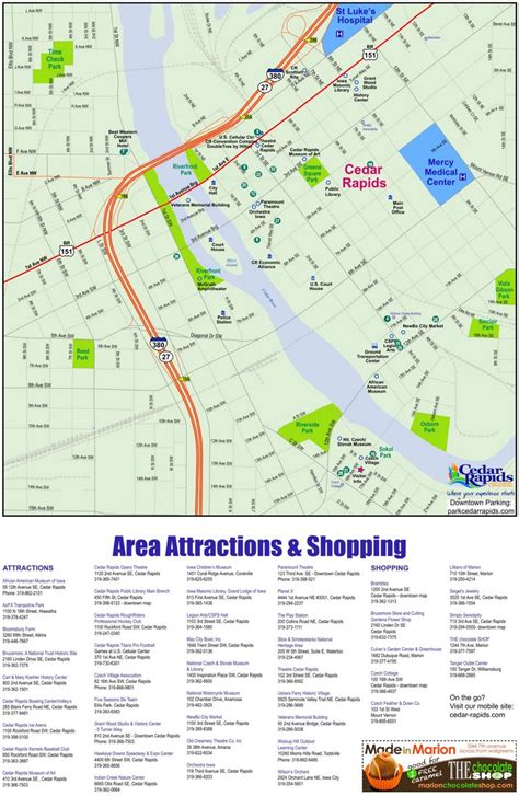 Cedar Rapids Attractions and Shopping Map - Ontheworldmap.com