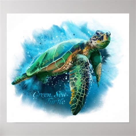 Green Sea Turtle Poster | Zazzle.com