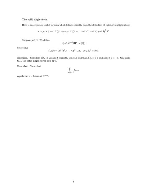 Fillable Online math duke The solid angle form. Here is an extremely ...