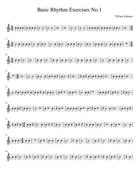 Basic Rhythm Exercises No 1 Sheet music for Piano | Download free in ...