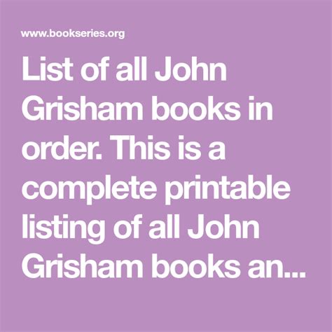 John Grisham Books In Order Printable List - Printable Word Searches