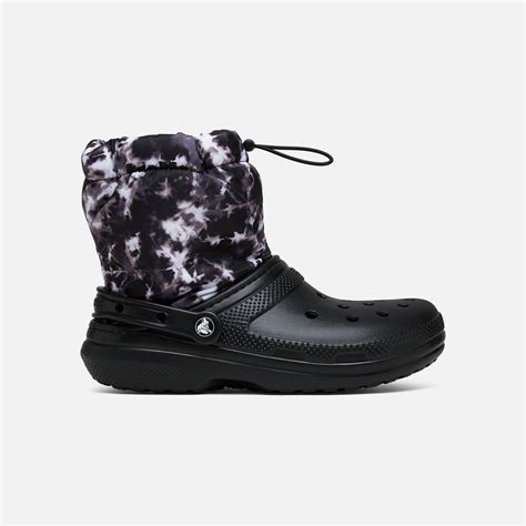 Crocs WMNS Classic Lined Neo Puff Tie Dye Boot Women, Black | Graffitishop