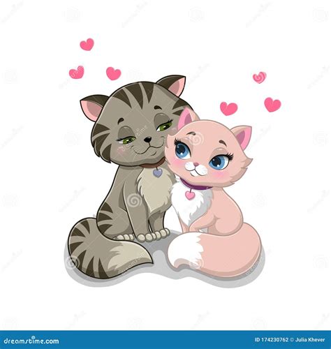 Vector Illustration of Two Cats in Love. Stock Vector - Illustration of ...