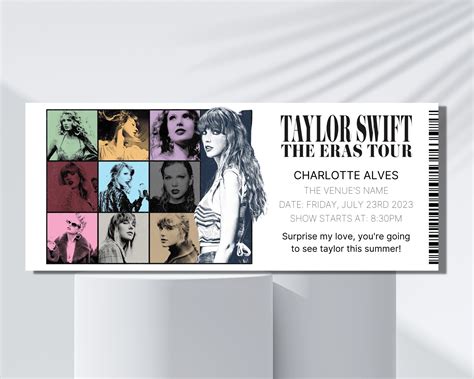 Personalizable SWIFT ERAS Tour Ticket, Taylor Swift Concert Ticket ...