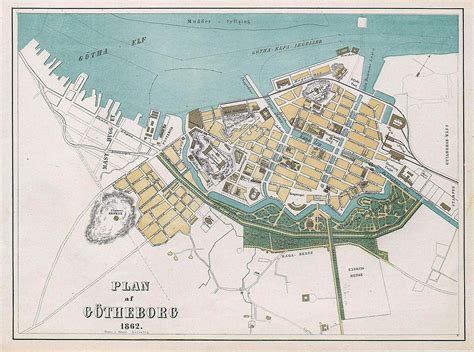 Map of Gothenburg, Sweden 1862 by Meyer & Köster | Gothenburg, Map, Old ...