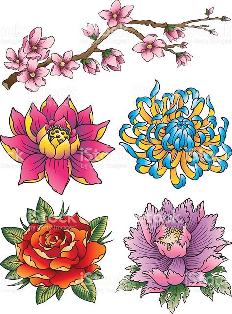 Tattoo Flower Set | Japanese flower tattoo, Japanese tattoo art, Flower ...