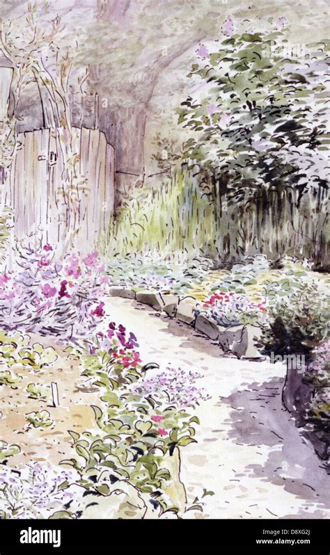 1903 Beatrix Potter painting - The garden of Harescombe Grange in ...